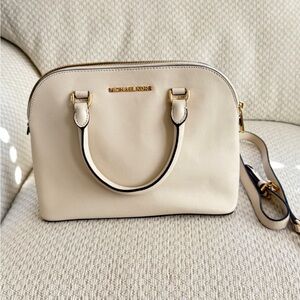 Michael Kors Beige Satchel with Gold Accents